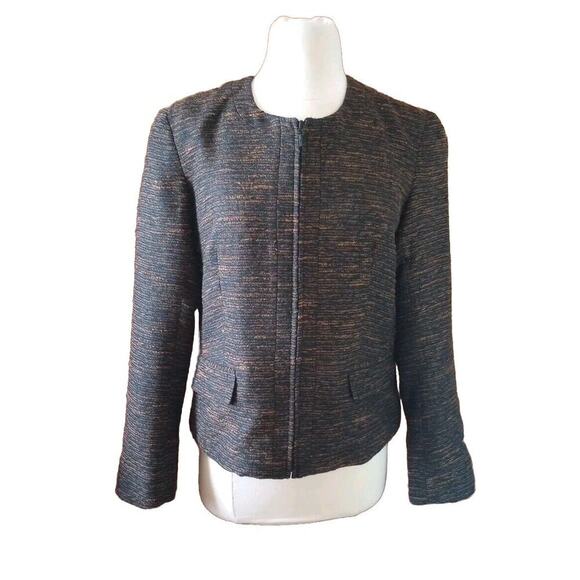 Coldwater Creek Tweed Blazer NWT Black Bronze Streamline Jacket Women's S 6-8 - Picture 1 of 11